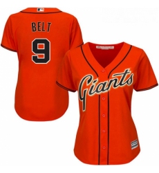 Womens Majestic San Francisco Giants 9 Brandon Belt Authentic Orange Alternate Cool Base MLB Jersey