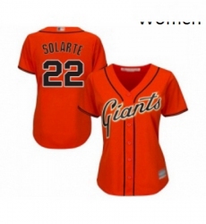Womens San Francisco Giants 22 Yangervis Solarte Replica Orange Alternate Cool Base Baseball Jersey 