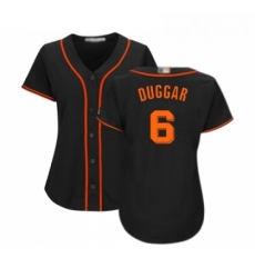 Womens San Francisco Giants 6 Steven Duggar Replica Black Alternate Cool Base Baseball Jersey 