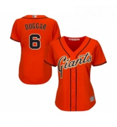 Womens San Francisco Giants 6 Steven Duggar Replica Orange Alternate Cool Base Baseball Jersey 