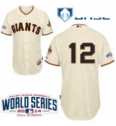 Youth Majestic San Francisco Giants 12 Joe Panik Authentic Cream Home Cool Base w2014 World Series Patch MLB Jersey