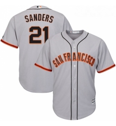 Youth Majestic San Francisco Giants 21 Deion Sanders Authentic Grey Road Cool Base MLB Jersey