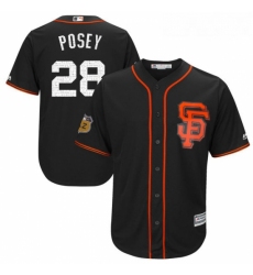 Youth Majestic San Francisco Giants 28 Buster Posey Authentic Black 2017 Spring Training Cool Base MLB Jersey