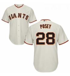 Youth Majestic San Francisco Giants 28 Buster Posey Authentic Cream Home Cool Base MLB Jersey