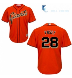 Youth Majestic San Francisco Giants 28 Buster Posey Authentic Orange Alternate Cool Base MLB Jersey