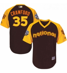 Youth Majestic San Francisco Giants 35 Brandon Crawford Authentic Brown 2016 All Star National League BP Cool Base MLB Jersey