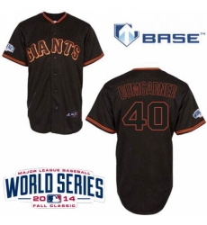 Youth Majestic San Francisco Giants 40 Madison Bumgarner Replica Black Cool Base w2014 World Series Patch MLB Jersey