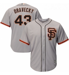 Youth Majestic San Francisco Giants 43 Dave Dravecky Authentic Grey Road 2 Cool Base MLB Jersey