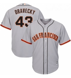 Youth Majestic San Francisco Giants 43 Dave Dravecky Replica Grey Road Cool Base MLB Jersey