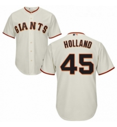 Youth Majestic San Francisco Giants 45 Derek Holland Authentic Cream Home Cool Base MLB Jersey 
