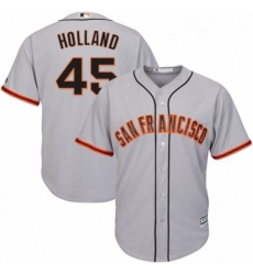 Youth Majestic San Francisco Giants 45 Derek Holland Authentic Grey Road Cool Base MLB Jersey 