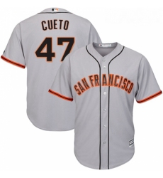 Youth Majestic San Francisco Giants 47 Johnny Cueto Authentic Grey Road Cool Base MLB Jersey