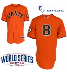 Youth Majestic San Francisco Giants 8 Hunter Pence Authentic Orange Alternate Cool Base 2014 World Series Patch MLB Jersey