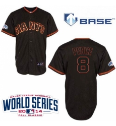 Youth Majestic San Francisco Giants 8 Hunter Pence Replica Black Cool Base 2014 World Series Patch MLB Jersey