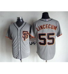 Youth San Francisco Giants Tim Lincecum 55 Gray Stitched Cool Base MLB Jersey