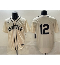 Men Seattle Mariners  12 Josh Naylor Cream Alternate Stitched Baseball Jersey
