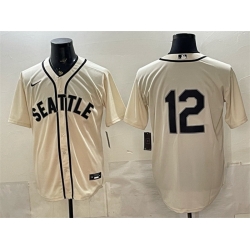 Men Seattle Mariners  12 Josh Naylor Cream Alternate Stitched Baseball Jersey