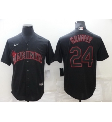 Men Seattle Mariners 24 Ken Griffey Black Shadow Cool Base Stitched jersey