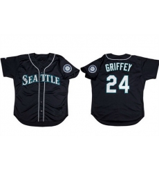 Men Seattle Mariners 24 Ken Griffey Jr  Black Cool Base Stitched Jersey