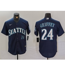 Men Seattle Mariners 24 Ken Griffey Jr  Navy Cool Base Stitched Baseball Jersey