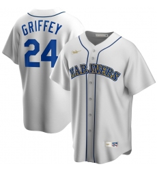 Men Seattle Mariners 24 Ken Griffey Jr  Nike Home Cooperstown Collection Player MLB Jersey White