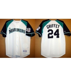 Men Seattle Mariners 24 Ken Griffey White Stitched jersey