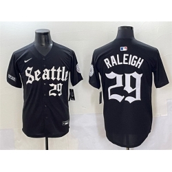 Men Seattle Mariners 29 Cal Raleigh Black  27Deep Sea Gothic Edition 27 Vapor Premier Limited Stitched Baseball Jersey