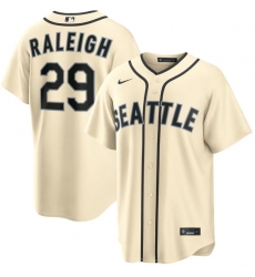 Men Seattle Mariners 29 Cal Raleigh Cream Alternate Stitched Baseball Jersey Men Seattle Mariners 29 Cal Raleigh Cream Alternate Stitched Baseball Jersey