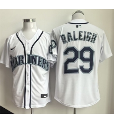 Men Seattle Mariners  29 Cal Raleigh White Cool Base Stitched Baseball Jersey