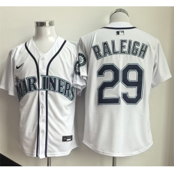 Men Seattle Mariners  29 Cal Raleigh White Cool Base Stitched Baseball Jersey