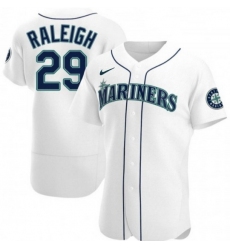 Men Seattle Mariners 29 Cal Raleigh White Flex Base Stitched Jersey