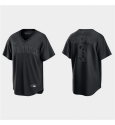 Men Seattle Mariners 3 J P  Crawford Black Pitch Black Fashion Replica Stitched Jersey