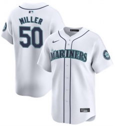 Men Seattle Mariners 50 Bryce Miller White Home Limited Stitched Jersey
