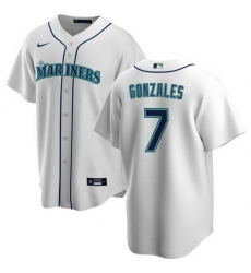Men Seattle Mariners 7 Marco Gonzales White Cool Base Stitched Jersey