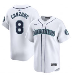Men Seattle Mariners 8 Dominic Canzone White Home Limited Stitched Jersey