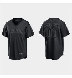 Men Seattle Mariners Active Player Custom Black Pitch Black Fashion Replica Stitched Jersey
