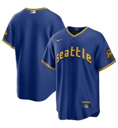 Men Seattle Mariners Blank Royal 2023 City Connect Cool Base Stitched Baseball Jersey