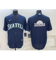 Men Seattle Mariners Navy Team Big Logo Cool Base Stitched Jersey