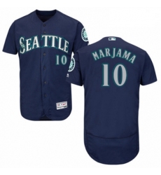 Mens Majestic Seattle Mariners 10 Mike Marjama Navy Blue Alternate Flex Base Authentic Collection MLB Jersey