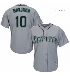 Mens Majestic Seattle Mariners 10 Mike Marjama Replica Grey Road Cool Base MLB Jersey 