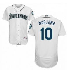 Mens Majestic Seattle Mariners 10 Mike Marjama White Home Flex Base Authentic Collection MLB Jersey
