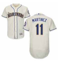 Mens Majestic Seattle Mariners 11 Edgar Martinez Cream Flexbase Authentic Collection MLB Jersey