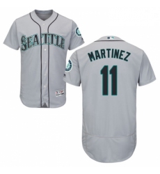Mens Majestic Seattle Mariners 11 Edgar Martinez Grey Flexbase Authentic Collection MLB Jersey