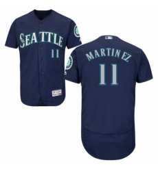 Mens Majestic Seattle Mariners 11 Edgar Martinez Navy Blue Flexbase Authentic Collection MLB Jersey