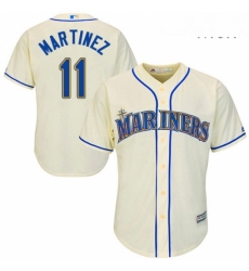 Mens Majestic Seattle Mariners 11 Edgar Martinez Replica Cream Alternate Cool Base MLB Jersey 