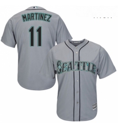 Mens Majestic Seattle Mariners 11 Edgar Martinez Replica Grey Road Cool Base MLB Jersey 