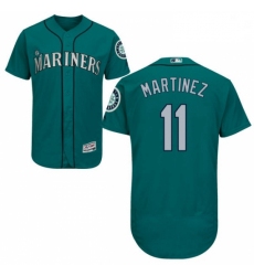 Mens Majestic Seattle Mariners 11 Edgar Martinez Teal Green Flexbase Authentic Collection MLB Jersey