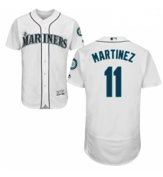 Mens Majestic Seattle Mariners 11 Edgar Martinez White Flexbase Authentic Collection MLB Jersey