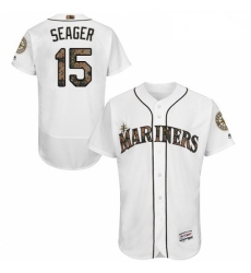 Mens Majestic Seattle Mariners 15 Kyle Seager Authentic White 2016 Memorial Day Fashion Flex Base MLB Jersey
