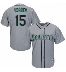 Mens Majestic Seattle Mariners 15 Kyle Seager Replica Grey Road Cool Base MLB Jersey